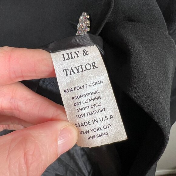 VTG Lily & Taylor Asymmetric Evening Jacket Size 8 Black Rhinestones Church - Picture 10 of 10